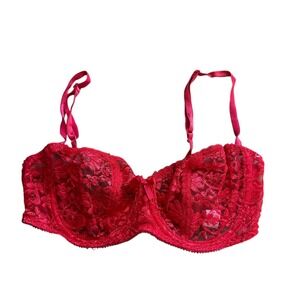 Red‎ Lace Full Coverage Underwire Bra 34D